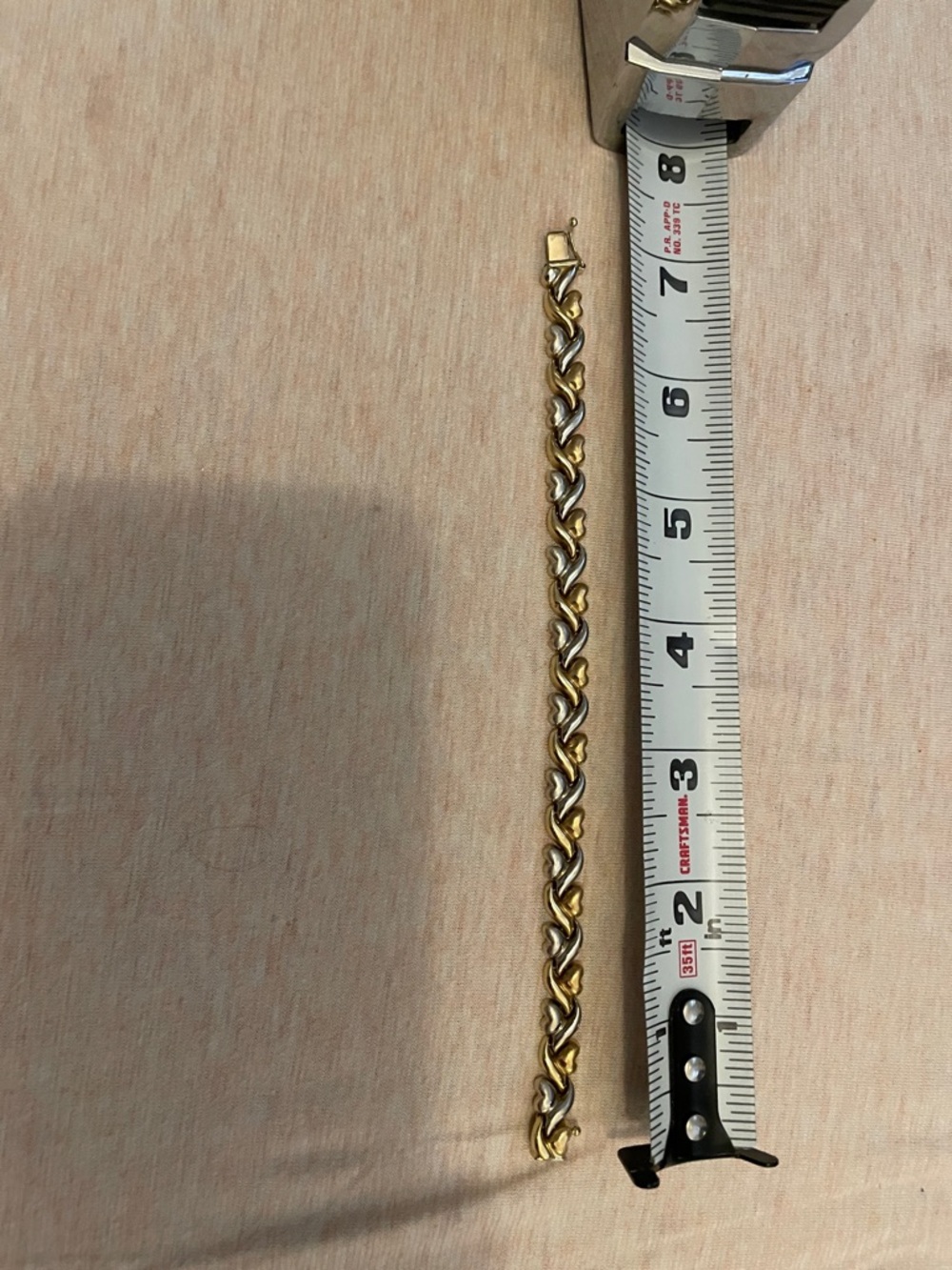7" Two-Tone Chain Link Bracelet - Stamped FCL 14k Gold & Silver - Picture 2 of 8